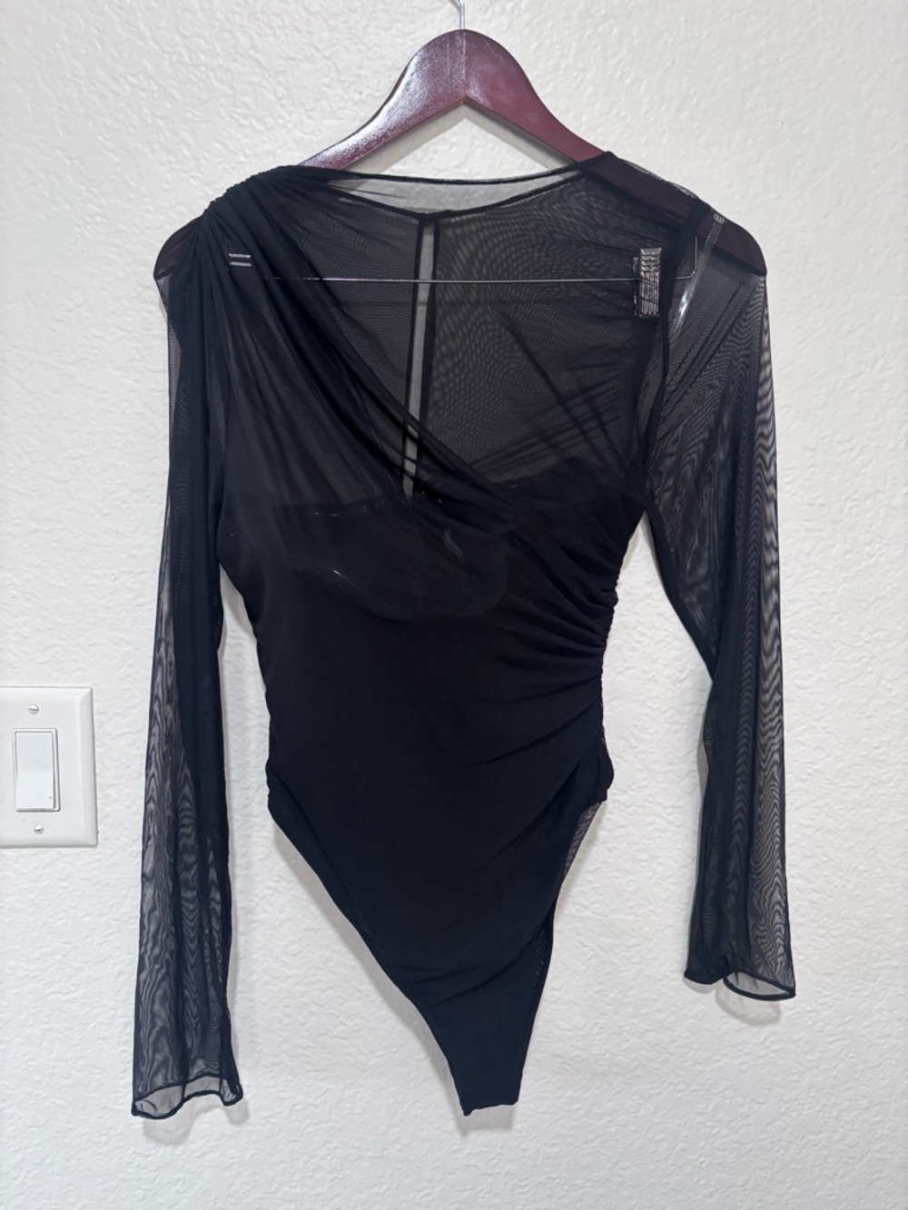 House of CB Black Long Sleeve Mesh Bodysuit - Picture 3 of 8
